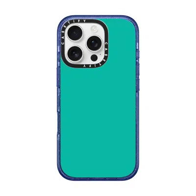 Casetify Iphone 16 Pro Case Glitter Indigo Impact Case Magsafe Compatible  Mint Green