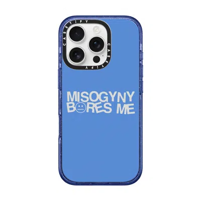 Casetify Iphone 16 Pro Case Glitter Indigo Impact Case Magsafe Compatible  Misogyny Bores Me