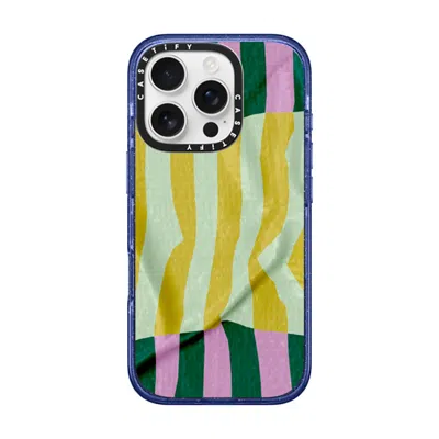 Casetify Iphone 16 Pro Case Glitter Indigo Impact Case Magsafe Compatible  Pattern Afternoon At Capri