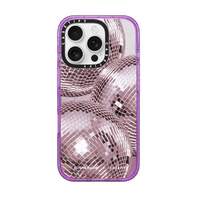 Casetify Iphone 16 Pro Case Glitter Purple Impact Case Magsafe Compatible  Alisha Marie Disco Baby Case Caset