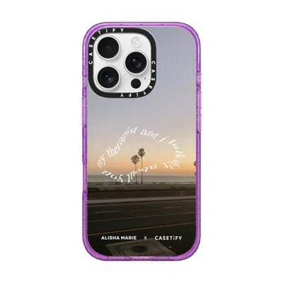 Casetify Iphone 16 Pro Case Glitter Purple Impact Case Magsafe Compatible  Alisha Marie Sunsets & Therapy Cas