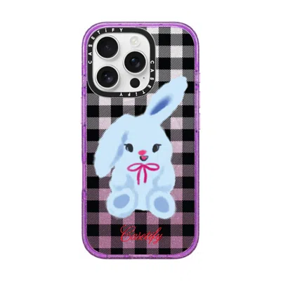 Casetify Iphone 16 Pro Case Glitter Purple Impact Case Magsafe Compatible  Animal,cartoon Bunny With Plaid