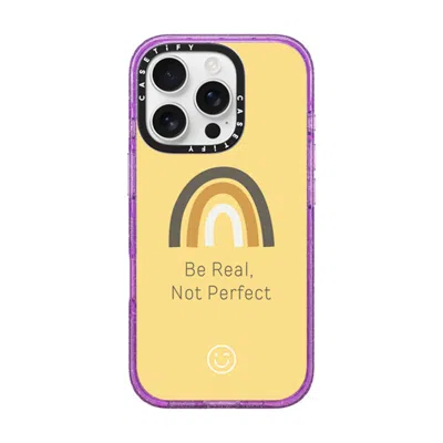 Casetify Iphone 16 Pro Case Glitter Purple Impact Case Magsafe Compatible  Be Real, Not Perfect