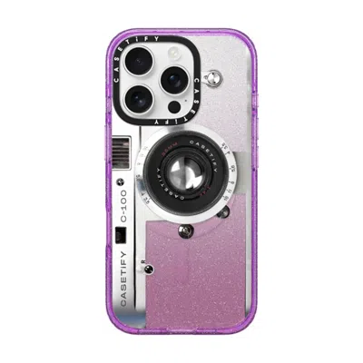 Casetify Iphone 16 Pro Case Glitter Purple Impact Case Magsafe Compatible  Camera Case - Retro