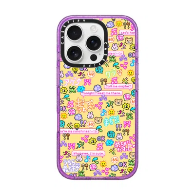 Casetify Iphone 16 Pro Case Glitter Purple Impact Case Magsafe Compatible  Emoji Paradise