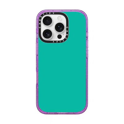 Casetify Iphone 16 Pro Case Glitter Purple Impact Case Magsafe Compatible  Mint Green