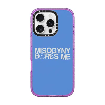 Casetify Iphone 16 Pro Case Glitter Purple Impact Case Magsafe Compatible  Misogyny Bores Me