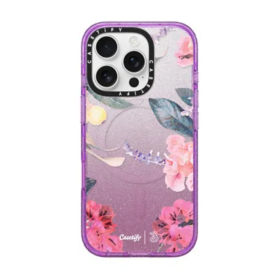 Casetify Iphone 16 Pro Case Glitter Purple Impact Case Magsafe Compatible  Spring Design #2 - Floral Garden C