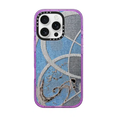 Casetify Iphone 16 Pro Case Glitter Purple Impact Case Magsafe Compatible  Surrealism Cyber Denim