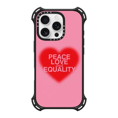Casetify Iphone 16 Pro Case Matte Black Bounce Case Magsafe Compatible  Peace Love And Equality  In Orange