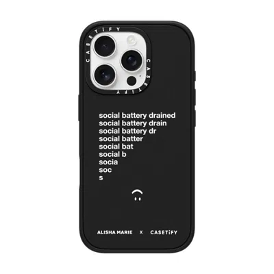 Casetify Iphone 16 Pro Case Matte Black Impact Case Magsafe Compatible  Alisha Marie Social Battery Case Case