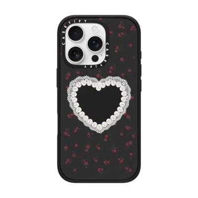 Casetify Iphone 16 Pro Case Matte Black Impact Case Magsafe Compatible  Cottagecore,heart Gothic Pearly Heart