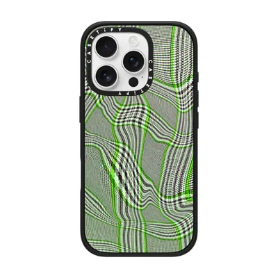 Casetify Iphone 16 Pro Case Matte Black Impact Case  Surrealism Distorted Plaid - Green