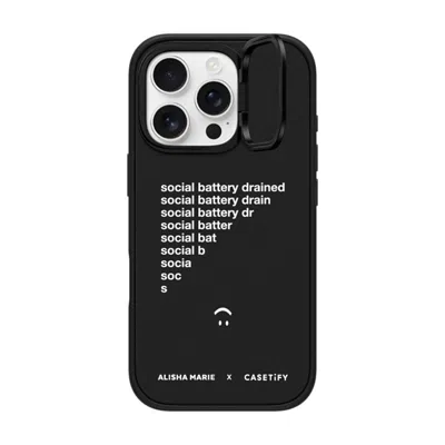 Casetify Iphone 16 Pro Case Matte Black Impact Ring Stand Case Magsafe Compatible  Alisha Marie Social Batter