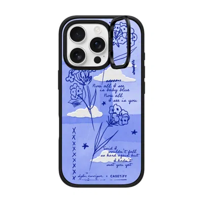 Casetify Iphone 16 Pro Case Matte Black Impact Ring Stand Case Magsafe Compatible  Baby Blue