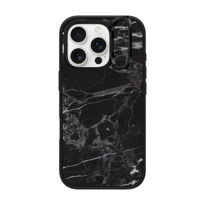 Casetify Iphone 16 Pro Case Matte Black Impact Ring Stand Case Magsafe Compatible  Black Marble