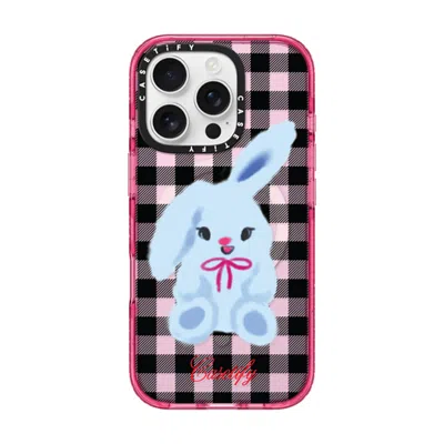Casetify Iphone 16 Pro Case Pink Fizz Impact Case Magsafe Compatible  Animal,cartoon Bunny With Plaid
