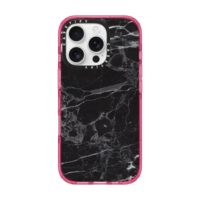 Casetify Iphone 16 Pro Case Pink Fizz Impact Case Magsafe Compatible  Black Marble