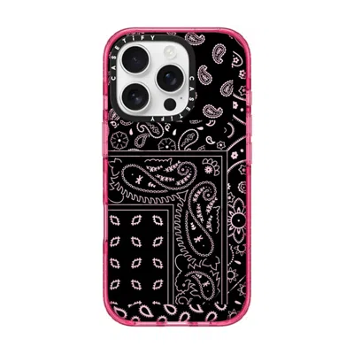 Casetify Iphone 16 Pro Case Pink Fizz Impact Case Magsafe Compatible  Paisley Case - Black