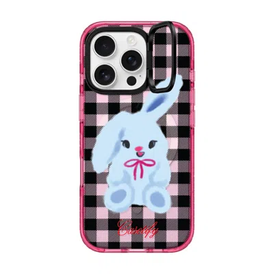 Casetify Iphone 16 Pro Case Pink Impact Ring Stand Case Magsafe Compatible  Animal,cartoon Bunny With Plaid