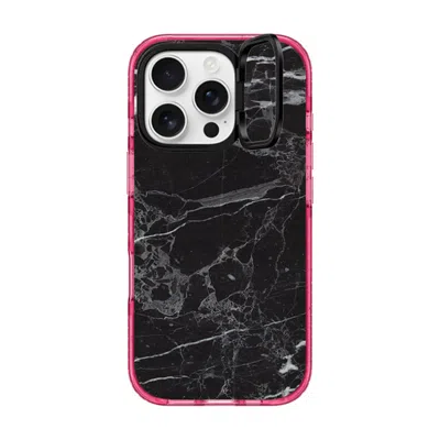 Casetify Iphone 16 Pro Case Pink Impact Ring Stand Case Magsafe Compatible  Black Marble