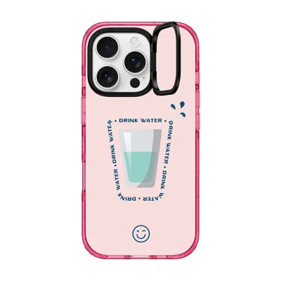 Casetify Iphone 16 Pro Case Pink Impact Ring Stand Case Magsafe Compatible  Hydrate Then Dominate  In Orange