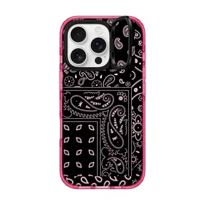 Casetify Iphone 16 Pro Case Pink Impact Ring Stand Case Magsafe Compatible  Paisley Case - Black