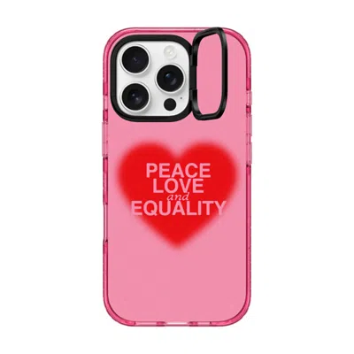 Casetify Iphone 16 Pro Case Pink Impact Ring Stand Case Magsafe Compatible  Peace Love And Equality
