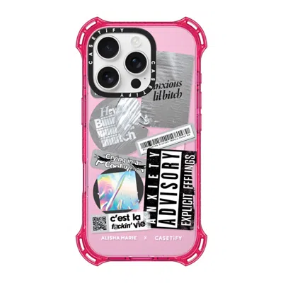 Casetify Iphone 16 Pro Case Primrose Pink Bounce Case Magsafe Compatible  Anxiety Advisory Sticker Case Caset