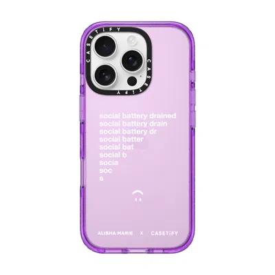 Casetify Iphone 16 Pro Case Purple Impact Case  Alisha Marie Social Battery Case