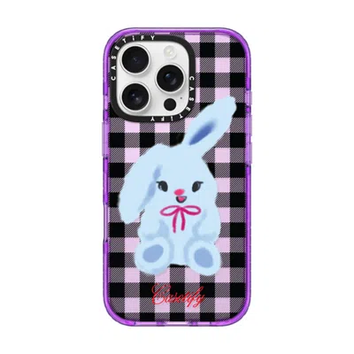 Casetify Iphone 16 Pro Case Purple Impact Case  Animal,cartoon Bunny With Plaid