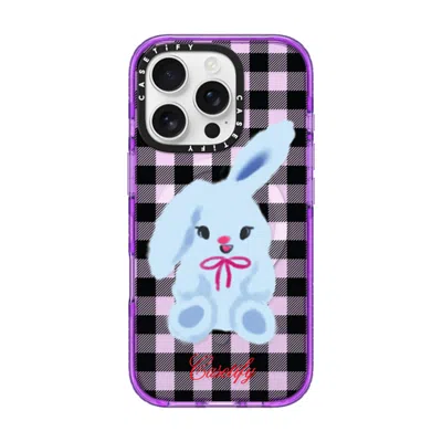 Casetify Iphone 16 Pro Case Purple Impact Case Magsafe Compatible  Animal,cartoon Bunny With Plaid