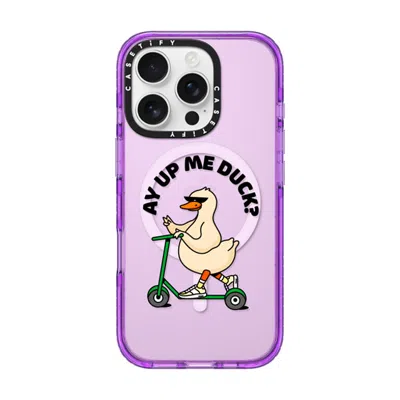 Casetify Iphone 16 Pro Case Purple Impact Case Magsafe Compatible  Ay Up Me Duck?