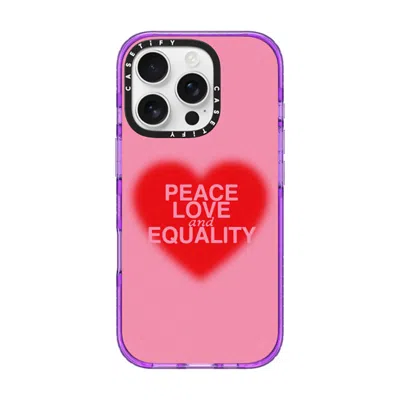 Casetify Iphone 16 Pro Case Purple Impact Case Magsafe Compatible  Peace Love And Equality  In Pink