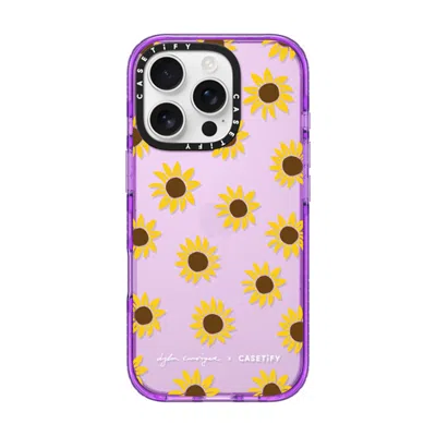 Casetify Iphone 16 Pro Case Purple Impact Case  Secret Sunflower