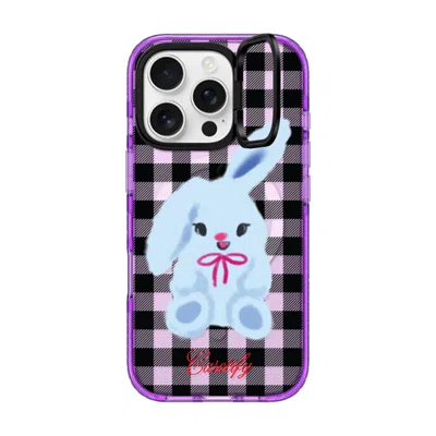 Casetify Iphone 16 Pro Case Purple Impact Ring Stand Case Magsafe Compatible  Animal,cartoon Bunny With Plaid