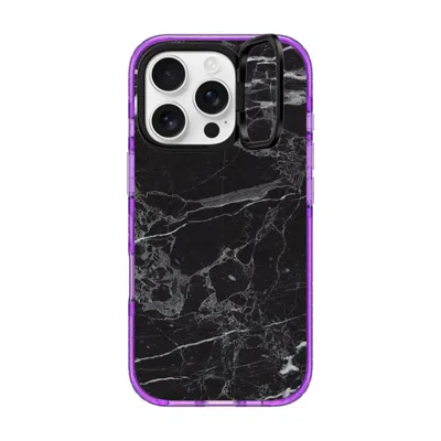 Casetify Iphone 16 Pro Case Purple Impact Ring Stand Case Magsafe Compatible  Black Marble