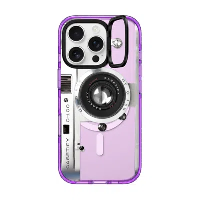 Casetify Iphone 16 Pro Case Purple Impact Ring Stand Case Magsafe Compatible  Camera Case - Retro