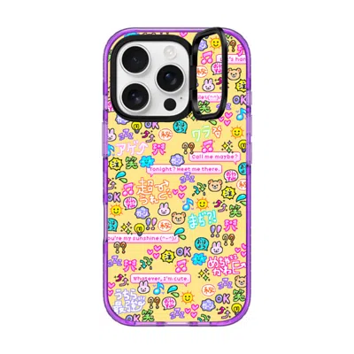 Casetify Iphone 16 Pro Case Purple Impact Ring Stand Case Magsafe Compatible  Emoji Paradise