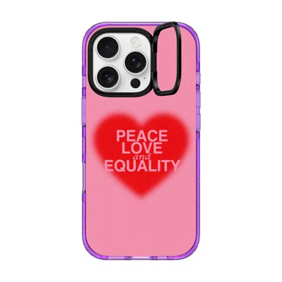 Casetify Iphone 16 Pro Case Purple Impact Ring Stand Case Magsafe Compatible  Peace Love And Equality Casetif In Pink