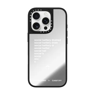 Casetify Iphone 16 Pro Case Silver On Black Mirror Case Magsafe Compatible  Alisha Marie Social Battery Case 