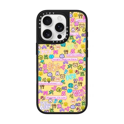 Casetify Iphone 16 Pro Case Silver On Black Mirror Case Magsafe Compatible  Emoji Paradise