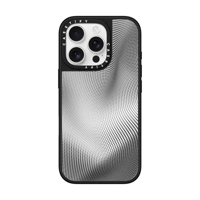 Casetify Iphone 16 Pro Case Silver On Black Mirror Case Magsafe Compatible  Halftone Case