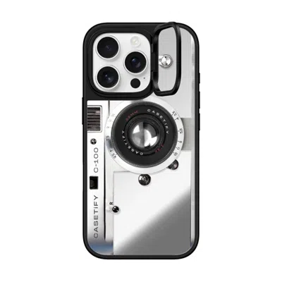 Casetify Iphone 16 Pro Case Silver On Black Mirror Ring Stand Case Magsafe Compatible  Camera Case - Retro Ca
