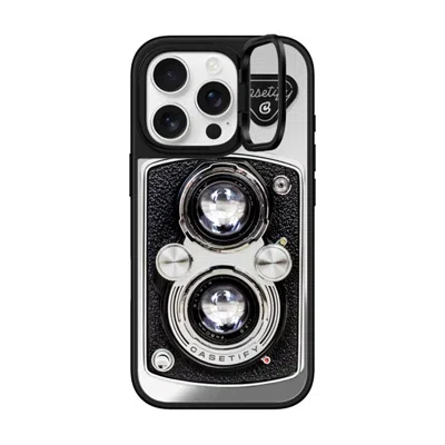 Casetify Iphone 16 Pro Case Silver On Black Mirror Ring Stand Case Magsafe Compatible  Camera Case - Vintage  In Pattern