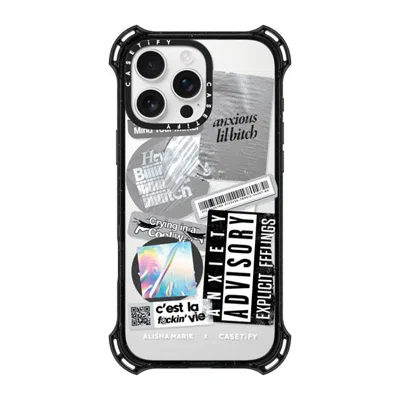 Casetify Iphone 16 Pro Max Case Black Bounce Case Magsafe Compatible  Anxiety Advisory Sticker Case
