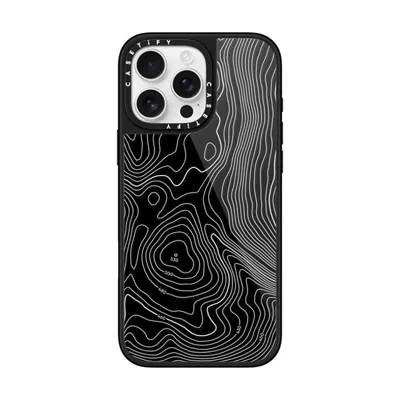 Casetify Iphone 16 Pro Max Case Black Glaze Case Magsafe Compatible  Nature,pattern Topography Map