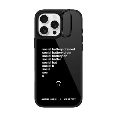 Casetify Iphone 16 Pro Max Case Black Glaze Ring Stand Case Magsafe Compatible  Alisha Marie Social Battery C