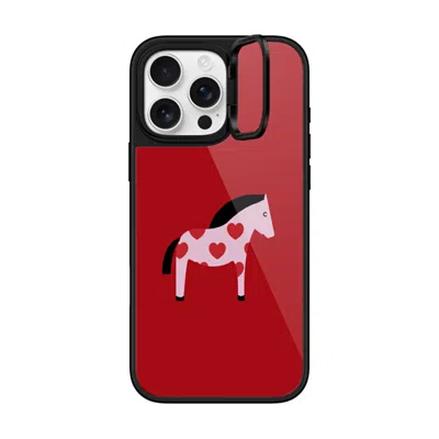 Casetify Iphone 16 Pro Max Case Black Glaze Ring Stand Case Magsafe Compatible  Pony With Red Heart - Cherry 