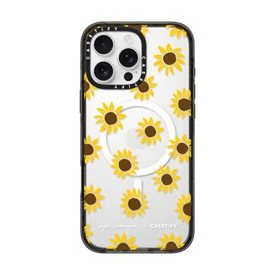 Casetify Iphone 16 Pro Max Case Black Impact Case Magsafe Compatible  Secret Sunflower